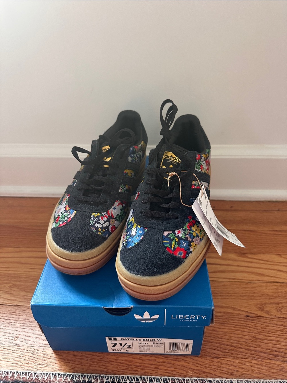 adidas Kids' Gazelle Bold Floral Sneakers in Black and Multicolor